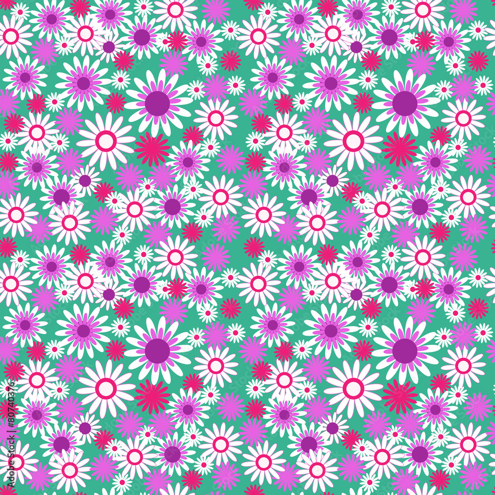 Seamless floral pattern on a green background Seamless floral pattern on a green background