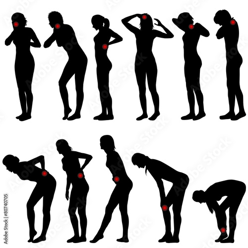Silhouettes of women with different pain