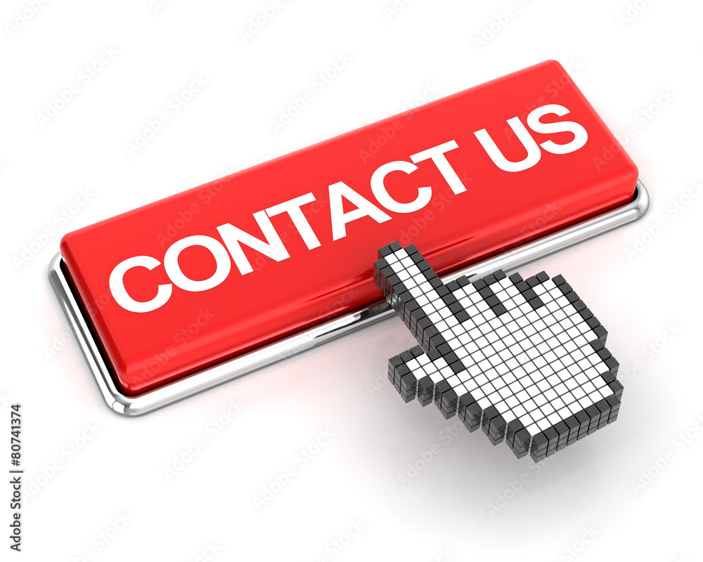 Clicking on contact us button, 3d render Clicking on contact us button, 3d render