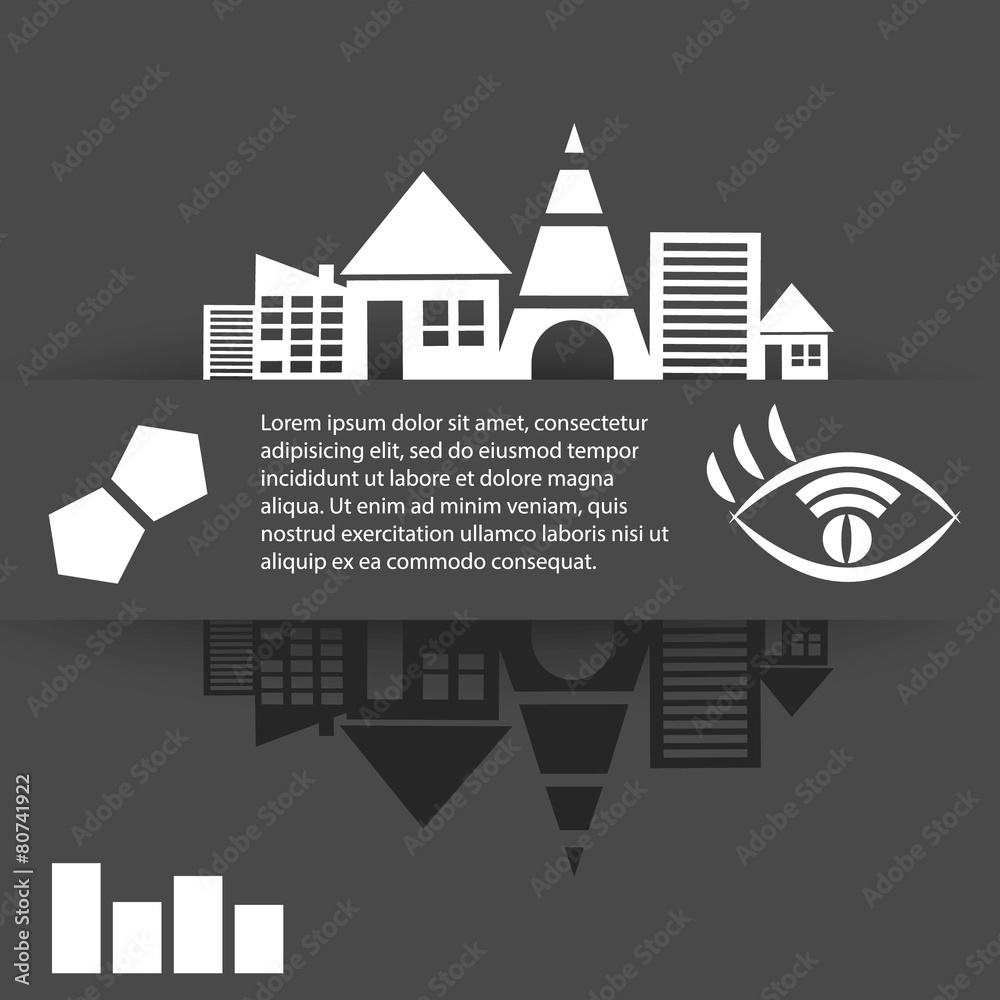 Obraz premium Infographics century style city. Houses and charts.