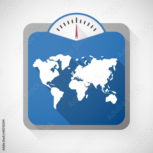 Weight scale with a world map