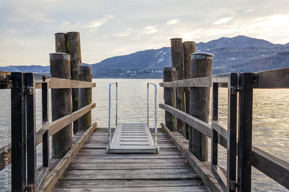 Obraz premium Orta lake pier. Color photo