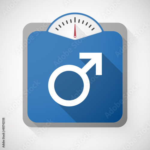 Weight scale with a male sign