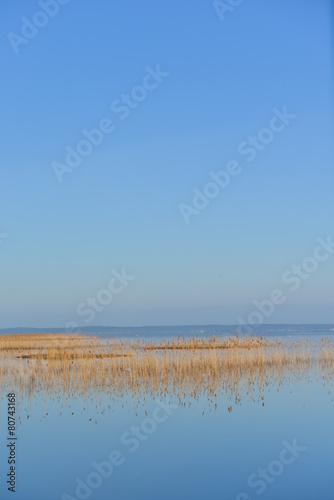 Morning at sunrise over Lake Biscarosse  France  Europe.