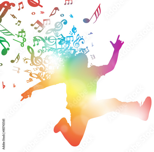 Abstract Man Jumping through Music
