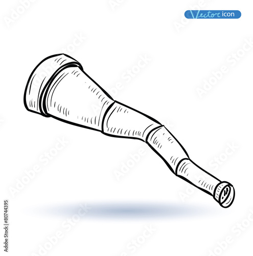 Telescope icon, hand drawn vector illustration.