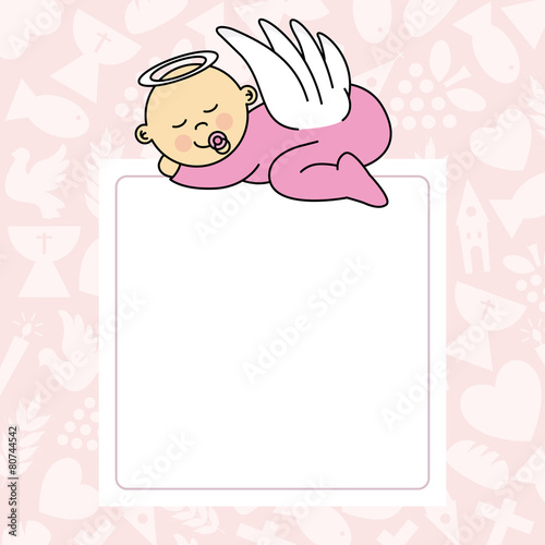 baby girl sleeping. blank space for photo or text
