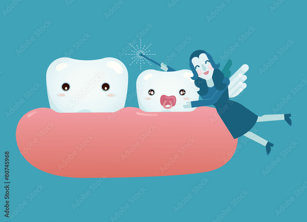 Obraz premium Baby tooth and fairy girl