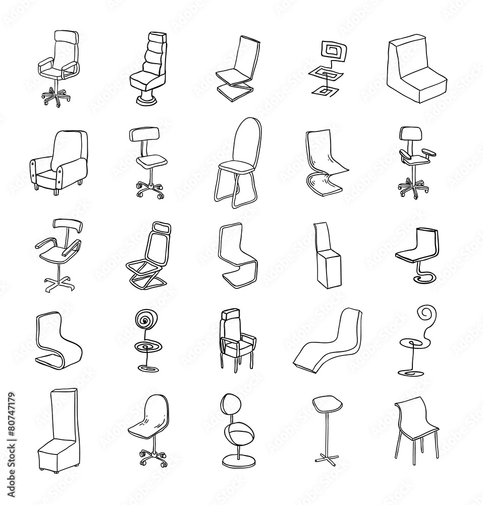 Chair collection, vector illustration. Chair collection, vector illustration.