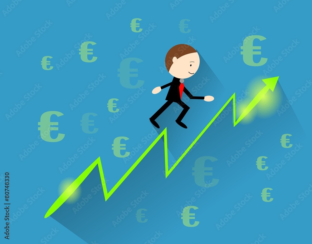 Profit curve with businessman Profit curve with businessman