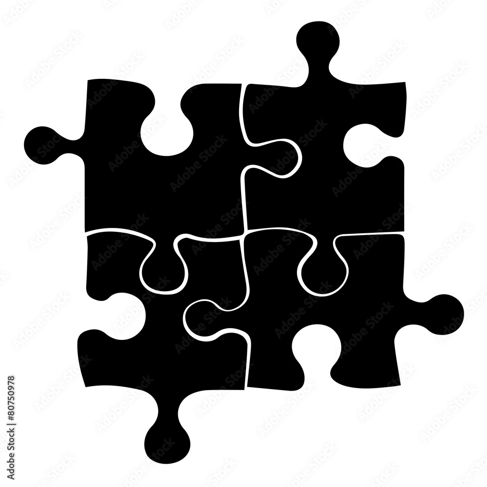 Vector black four puzzle icon on white background. eps 10 Vector black four puzzle icon on white background. eps 10