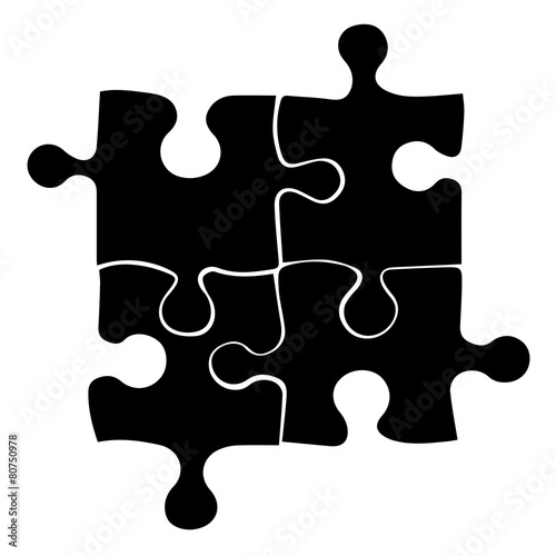 Vector black four puzzle icon on white background. eps 10