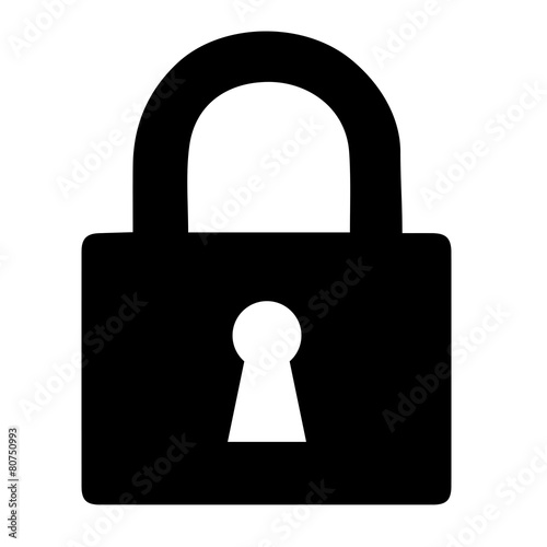 vector black lock icon on white background.