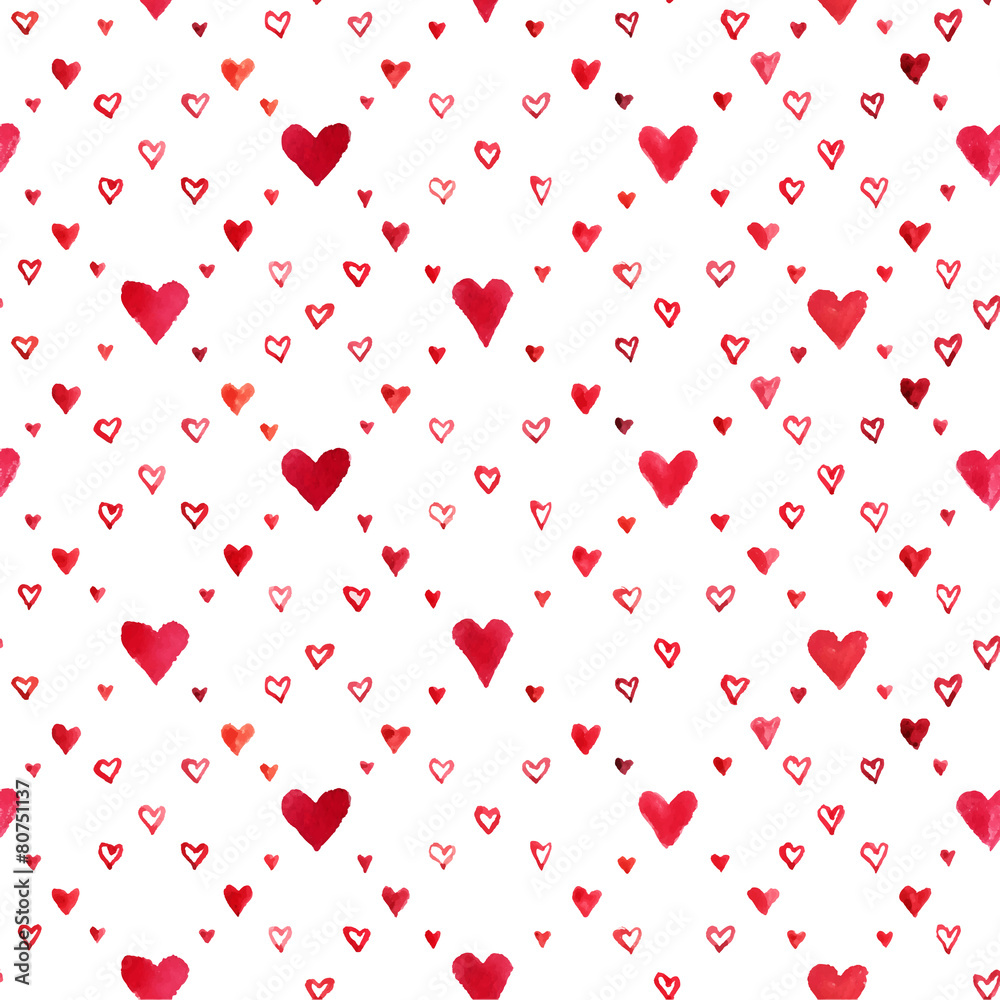 Watercolor hearts pattern