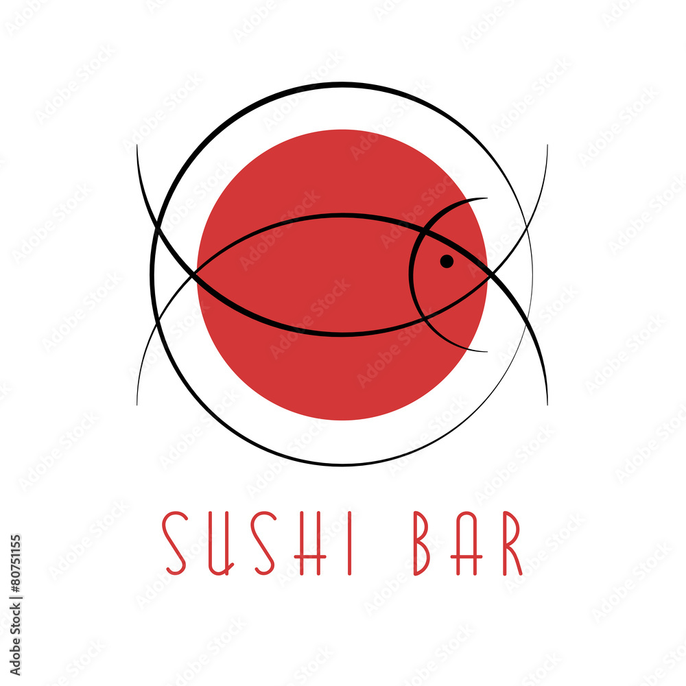 Sushi design logo, abstract fish tuna, Japanese national food Adobe Stock