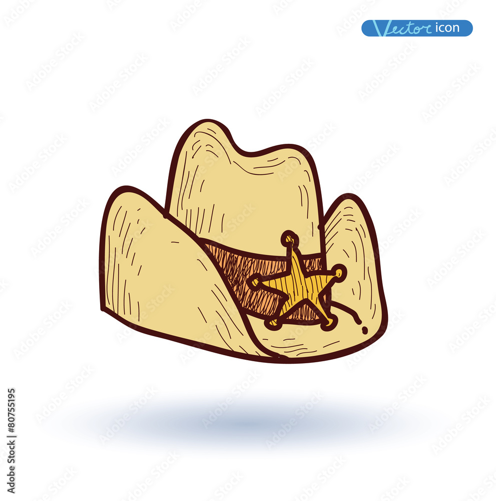 sherife Hat, Hand Drawn, vector illustration. sherife Hat, Hand Drawn, vector illustration.