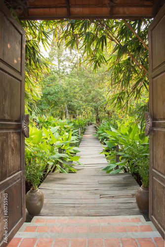 entrance gate to tropical garden