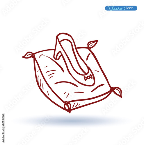 princess shoe, hand drawn vector.