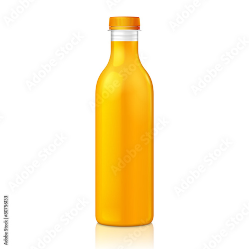 Mock Up Juice Glass Plastic Yellow Orange Bottle