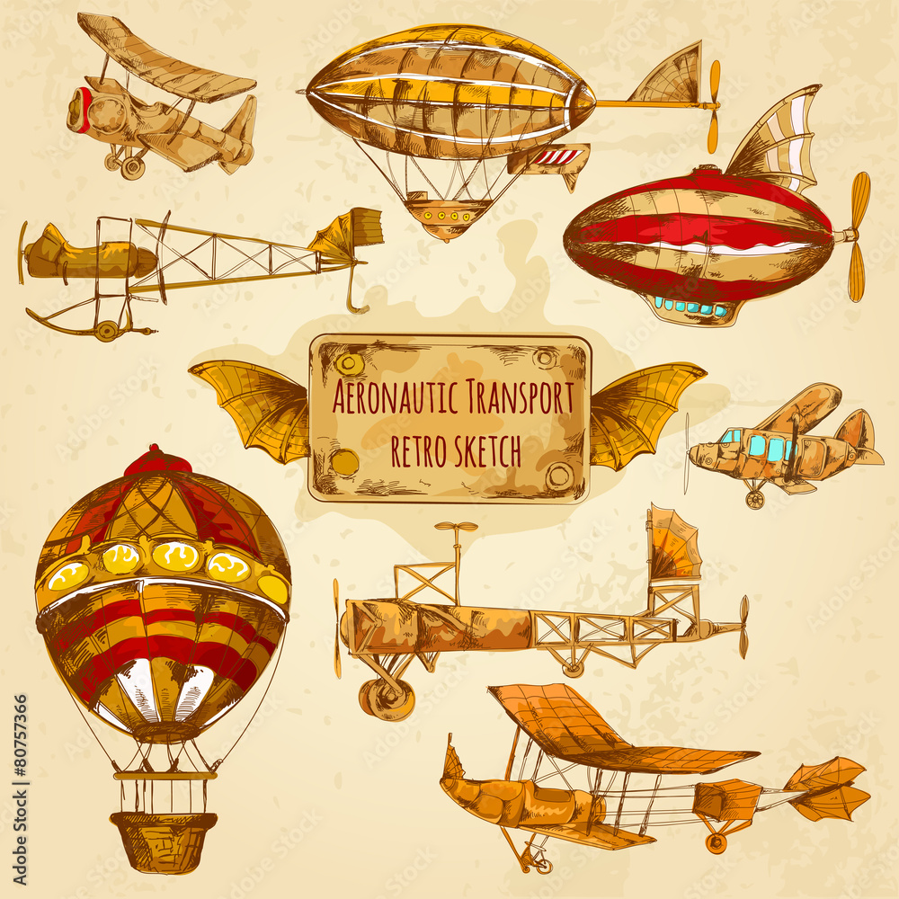 Fototapeta premium Vintage Aviation Sketch