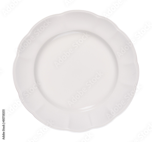 empty ceramic plate on a white background