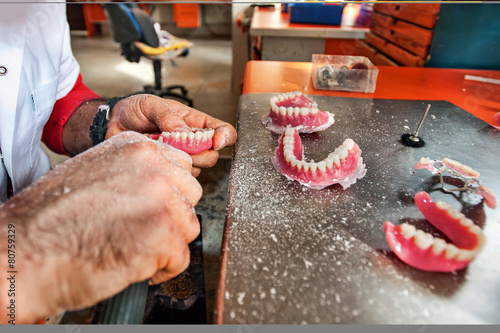 Dental technician in the technical laboratory