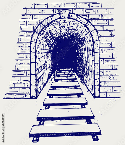 Railway tunnel. Doodle style