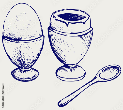 Boiled egg breakfast. Doodle style