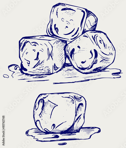 Bunch of ice cubes. Doodle style
