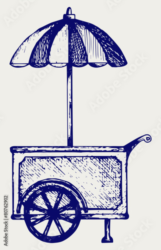 Ice cream cart. Doodle style