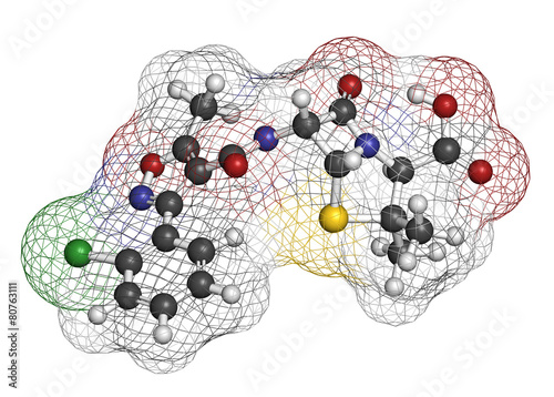 Cloxacillin antibiotic drug molecule.  photo