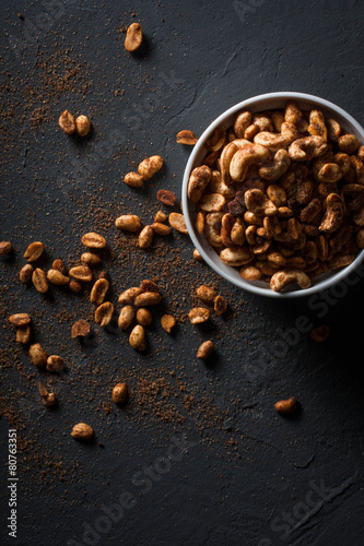 Mix of roasted nuts.