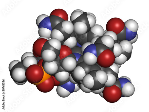 Hydroxocobalamin vitamin B12 molecule. 