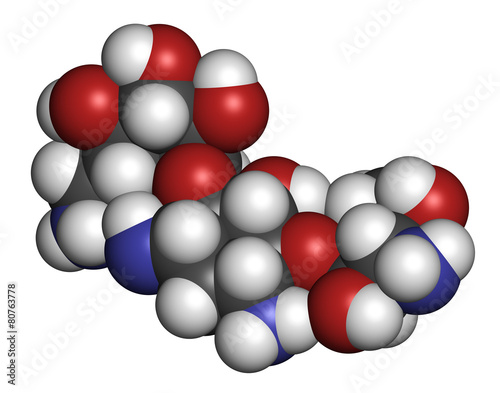 Kanamycin antibiotic drug molecule (aminoglycoside).  photo