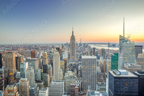 New York City Manhattan buildings skyline sunset  © blvdone