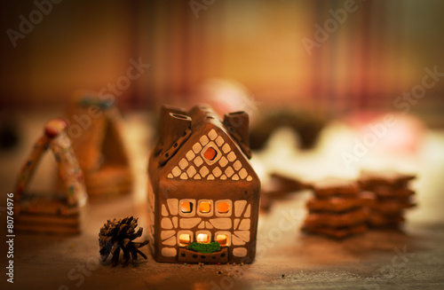 fairy Christmas house cake with candle