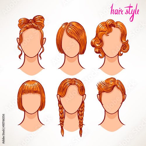 Redhead. different hairstyles - 2
