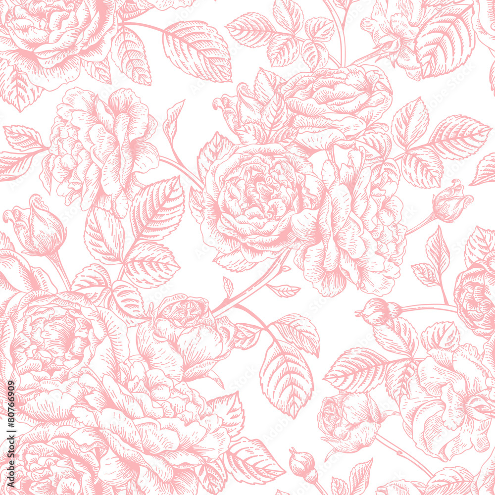 Seamless pattern with  roses.