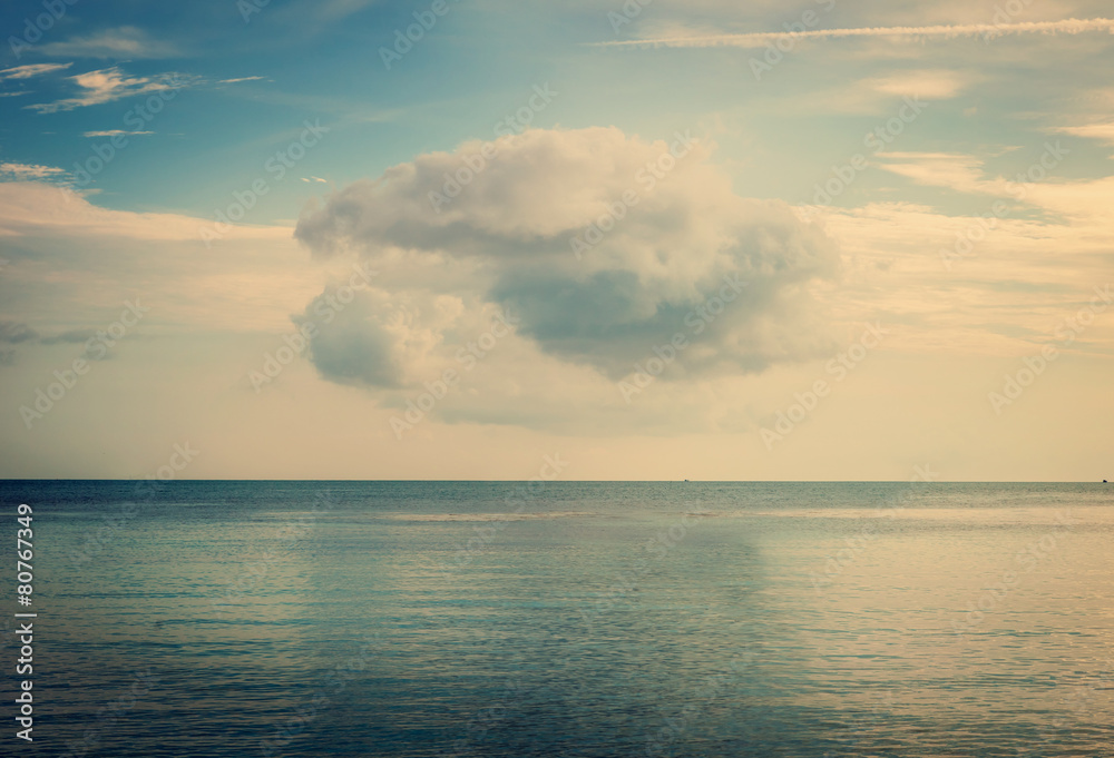 Sea landscape, water and clouds