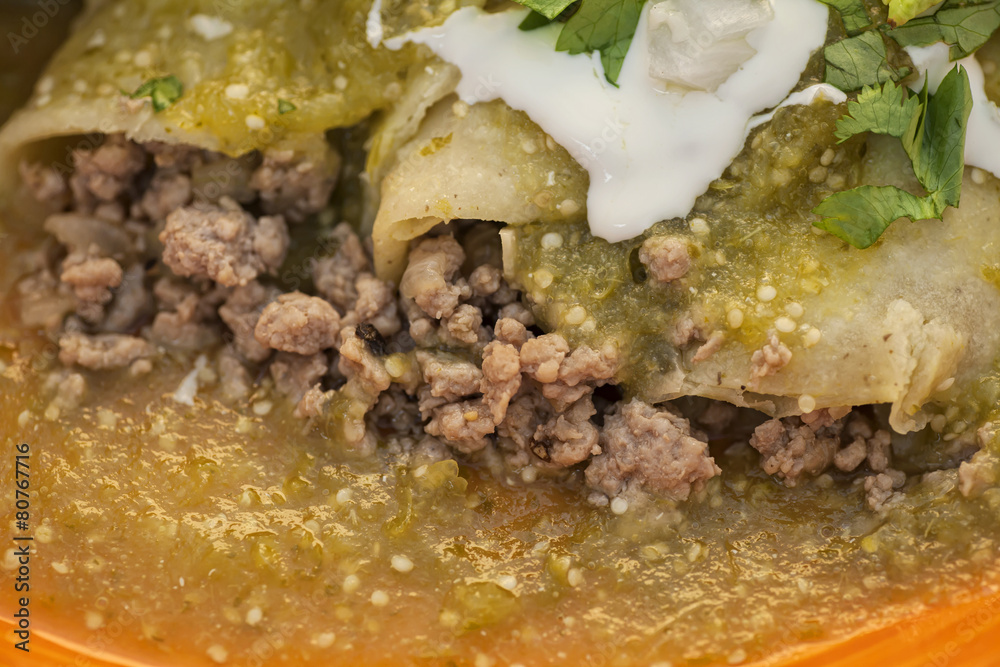 Enchiladas verdes de carne molida Stock Photo Adobe Stock