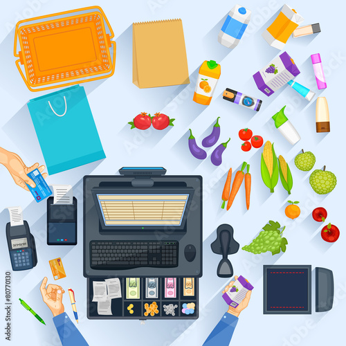 Working table of shopping cash counter