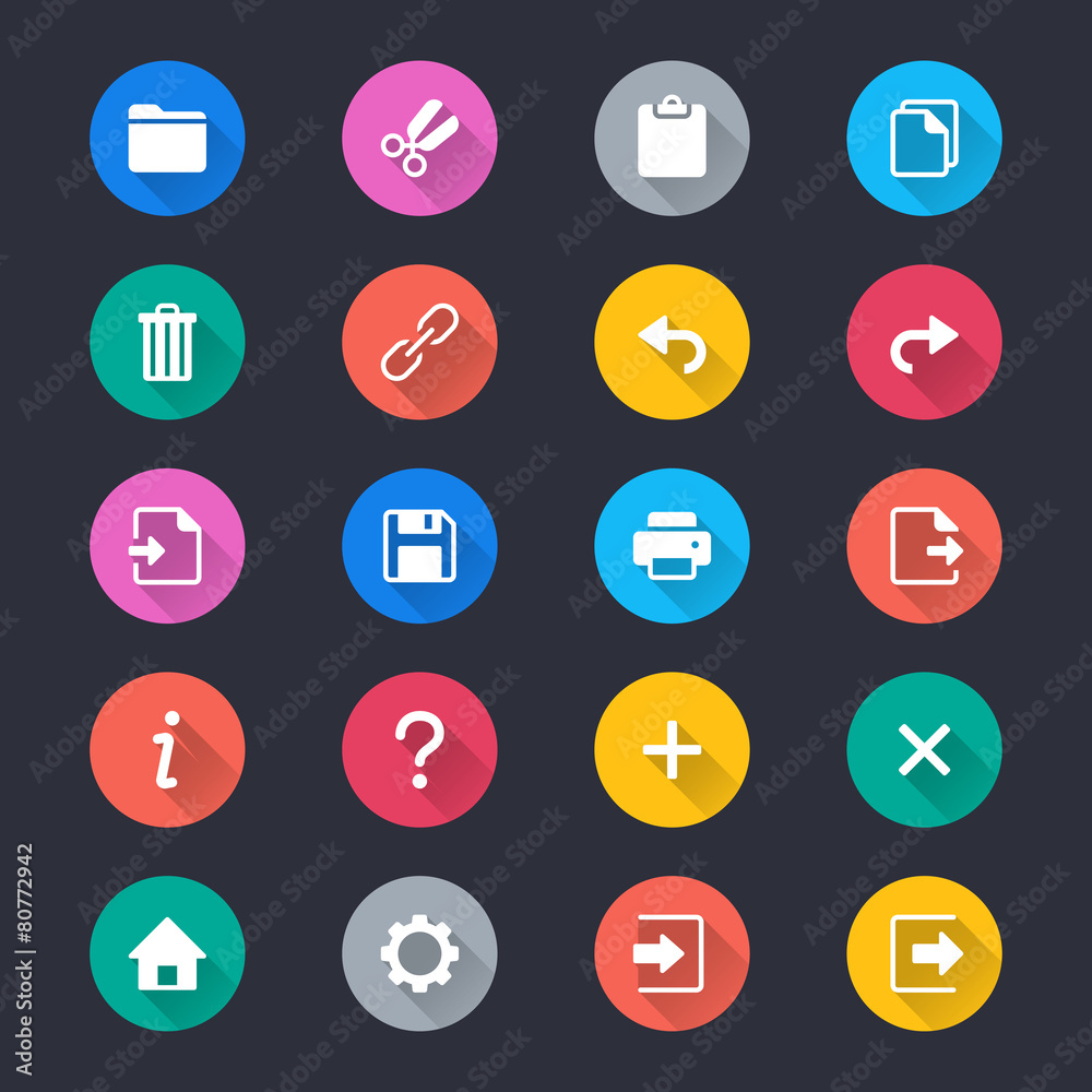 Application toolbar simple color icons Application toolbar simple color icons