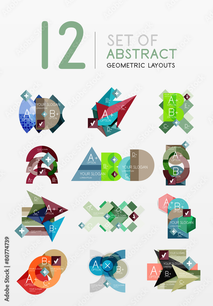 Naklejka premium Set of vector abstract geometric layout