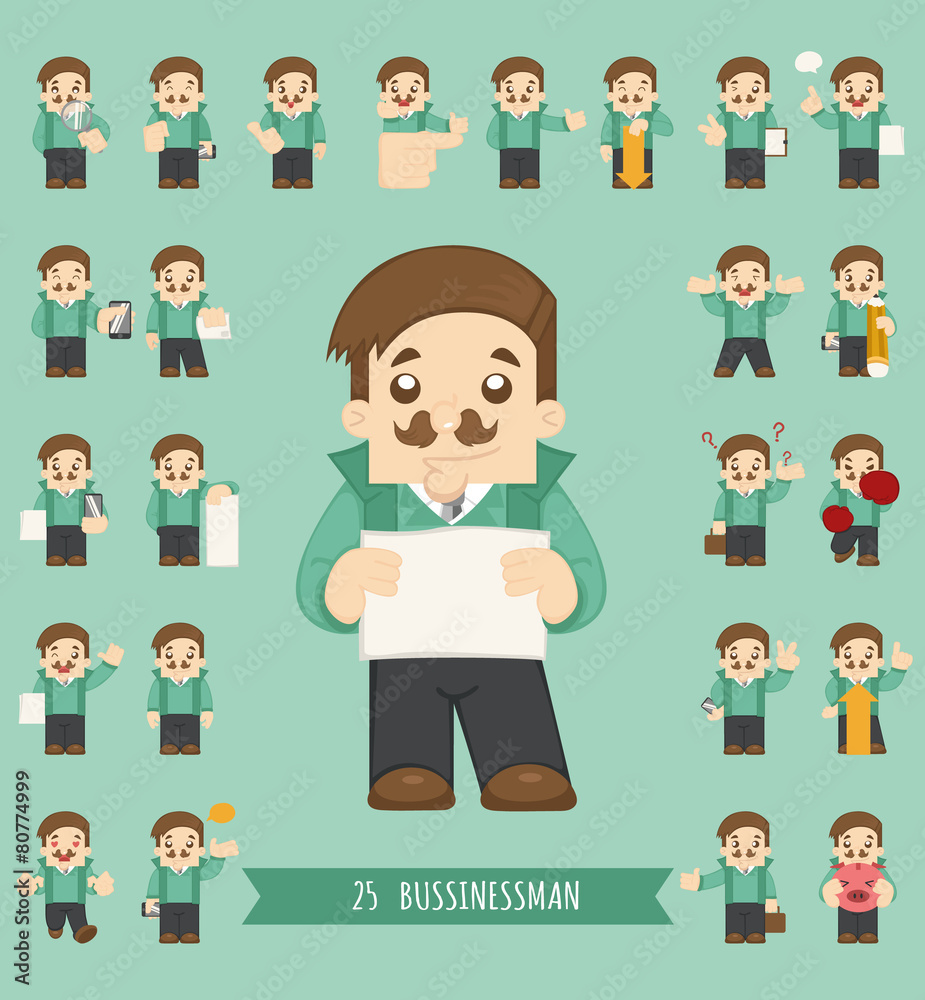 Set of businessman character
