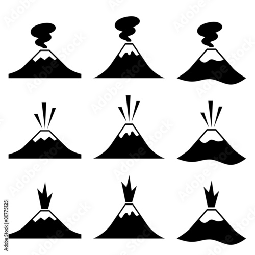Photo vector active erupting volcano pictograms