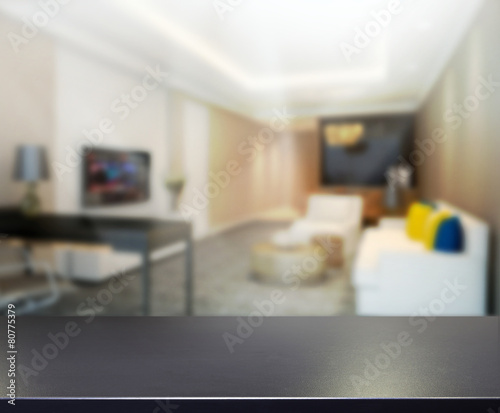 Fototapeta Naklejka Na Ścianę i Meble -  Table Top And Blur Office Background