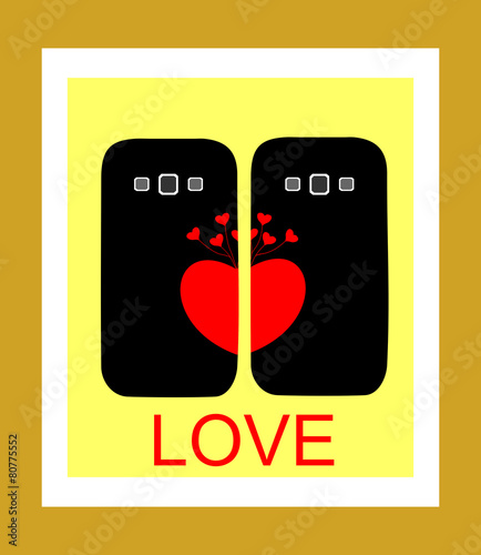 Background with a heart for the cover phone
