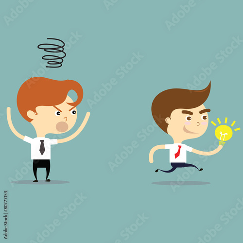 businessman steal idea and friend is angry vector