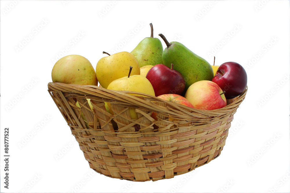 Pear green, yellow and red apples