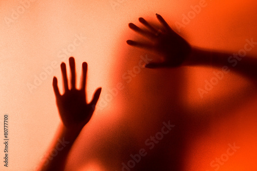 silhouette of action of woman scream